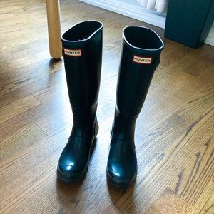 HUNTER BOOTS black original tall rain boots in gloss